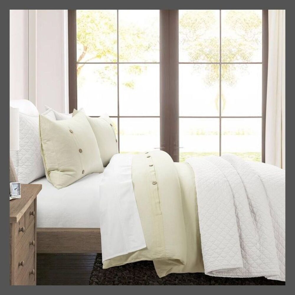 3pc King/California King Belgian Flax Prewashed Linen Rich Cotton Blend Duvet